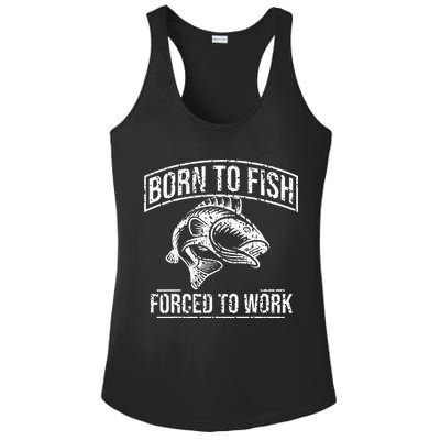 Born To Fish But Forced To Work Funny Fishing Ladies PosiCharge Competitor Racerback Tank