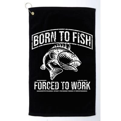 Born To Fish But Forced To Work Funny Fishing Golf Towel