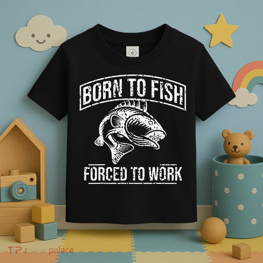 Born To Fish But Forced To Work Funny Fishing Toddler T-Shirt
