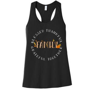 Blessed Thankful Family Thanksgiving Women's Racerback Tank