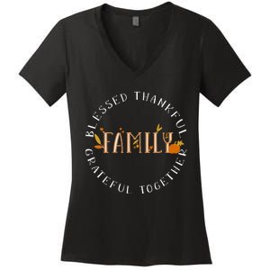 Blessed Thankful Family Thanksgiving Women's V-Neck T-Shirt