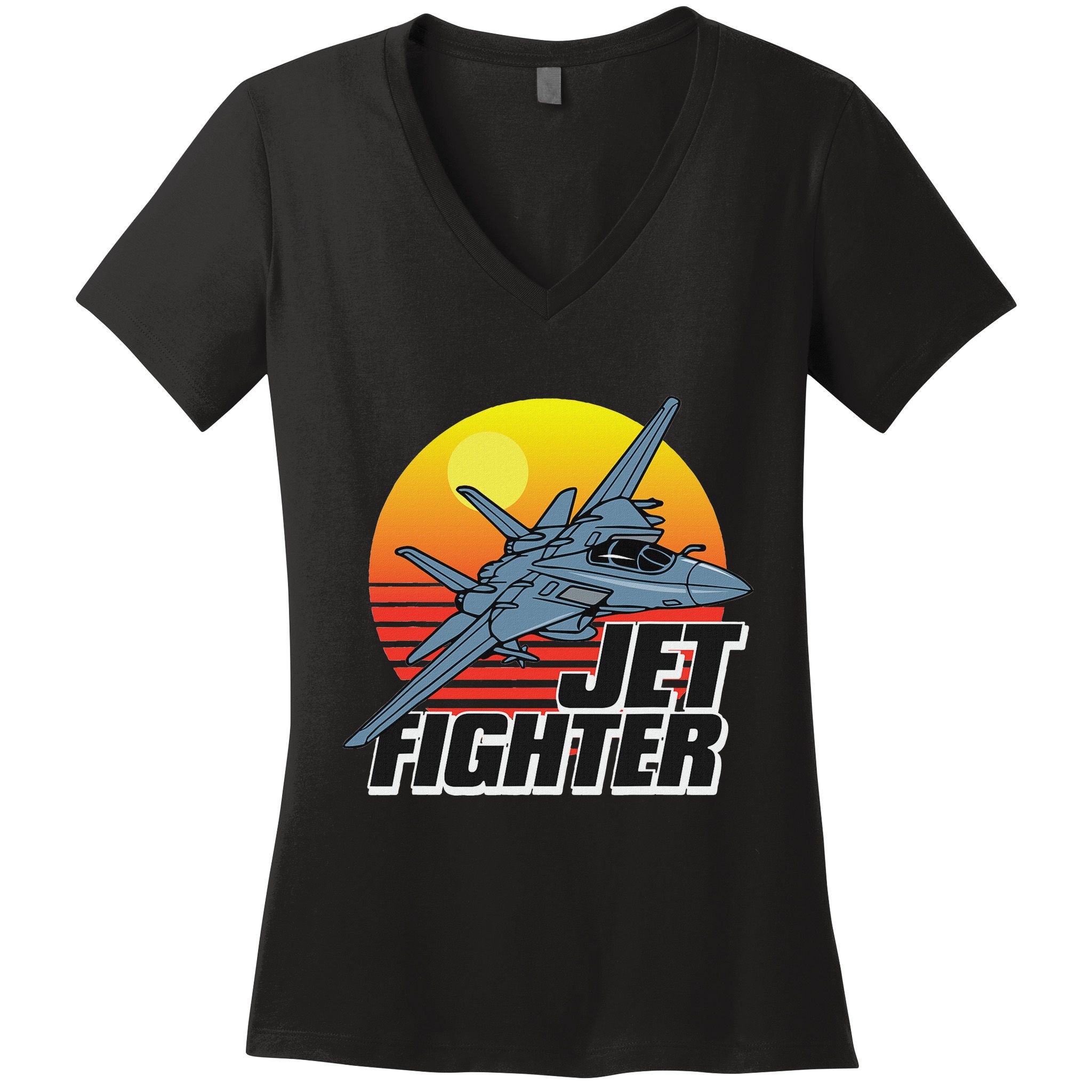 Born To Fly Fighter Jet Plane Airplane Women's V-Neck T-Shirt