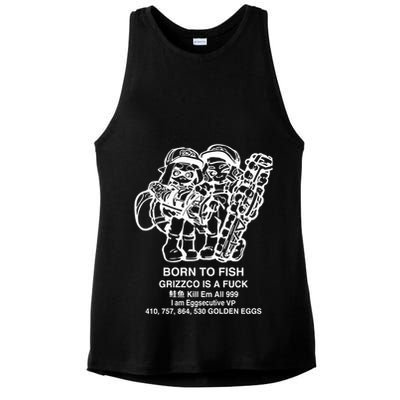 Born To Fish Grizzco Is A Fuck Kill Em All 999 Ladies PosiCharge Tri-Blend Wicking Tank