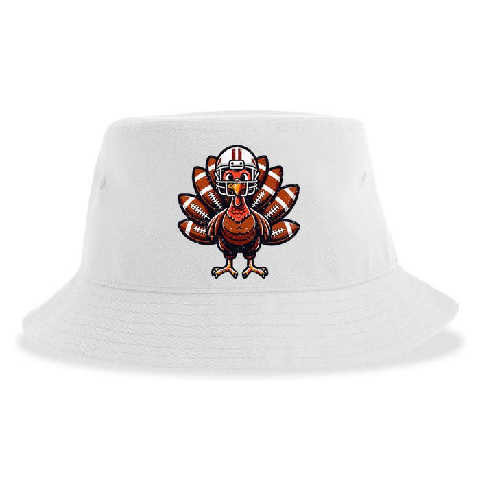 Baby Turkey Football Player Thanksgiving Sustainable Bucket Hat