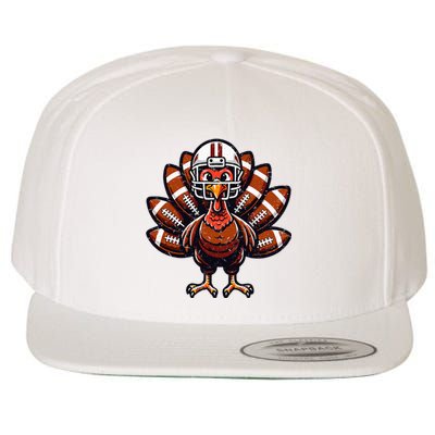 Baby Turkey Football Player Thanksgiving Wool Snapback Cap