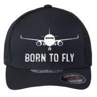 Born To Fly Funny Airplane Pilot Gift Men Aviation Airline Flexfit Unipanel Trucker Cap