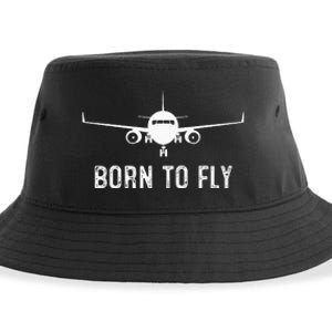 Born To Fly Funny Airplane Pilot Gift Men Aviation Airline Sustainable Bucket Hat