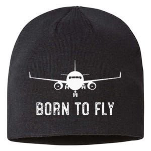 Born To Fly Funny Airplane Pilot Gift Men Aviation Airline Sustainable Beanie