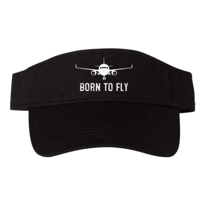 Born To Fly Funny Airplane Pilot Gift Men Aviation Airline Valucap Bio-Washed Visor