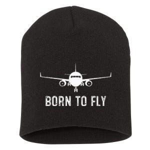 Born To Fly Funny Airplane Pilot Gift Men Aviation Airline Short Acrylic Beanie