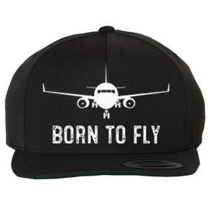 Born To Fly Funny Airplane Pilot Gift Men Aviation Airline Wool Snapback Cap