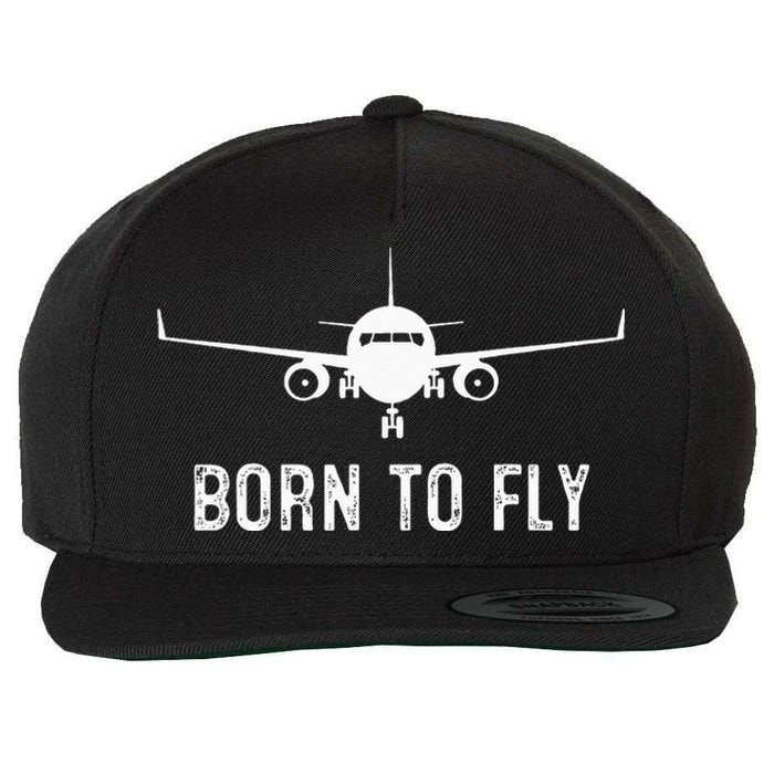 Born To Fly Funny Airplane Pilot Gift Men Aviation Airline Wool Snapback Cap