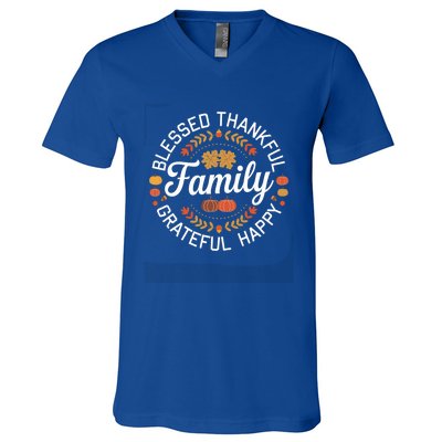 Blessed Thankful Family Thanksgiving Gift V-Neck T-Shirt