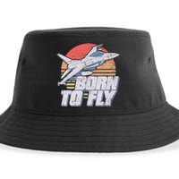 Born To Fly Fighter Jet Plane Airplane Sustainable Bucket Hat