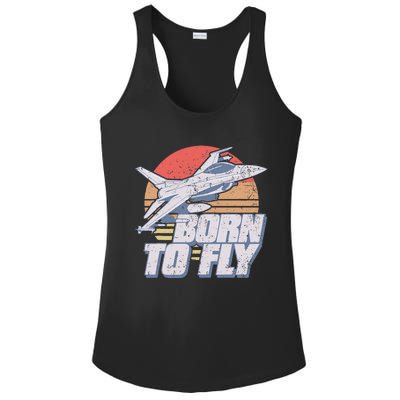 Born To Fly Fighter Jet Plane Airplane Ladies PosiCharge Competitor Racerback Tank