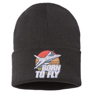 Born To Fly Fighter Jet Plane Airplane Sustainable Knit Beanie