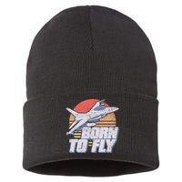 Born To Fly Fighter Jet Plane Airplane Sustainable Knit Beanie