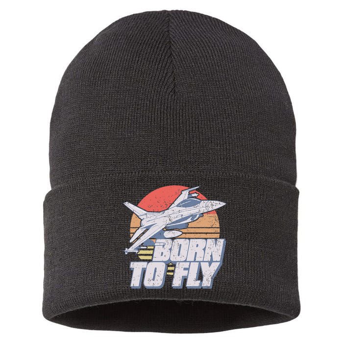 Born To Fly Fighter Jet Plane Airplane Sustainable Knit Beanie