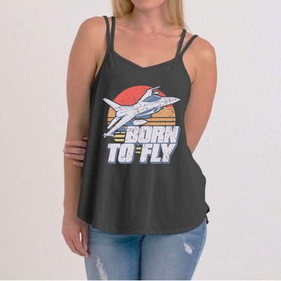 Born To Fly Fighter Jet Plane Airplane Women's Strappy Tank