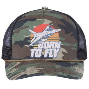 Born To Fly Fighter Jet Plane Airplane Retro Rope Trucker Hat Cap