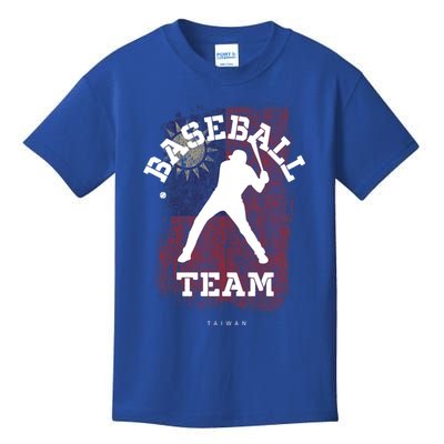 Baseball Taiwan Flag Softball Player Baseball Gift Kids T-Shirt