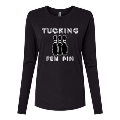 Bowling Tucking Fen Pin Womens Cotton Relaxed Long Sleeve T-Shirt