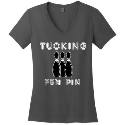 Bowling Tucking Fen Pin Women's V-Neck T-Shirt