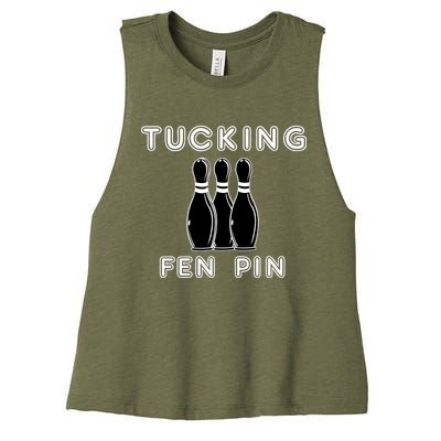 Bowling Tucking Fen Pin Women's Racerback Cropped Tank