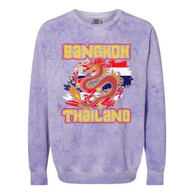 Bangkok Thai Flag Asia Dragon Thailand Colorblast Crewneck Sweatshirt