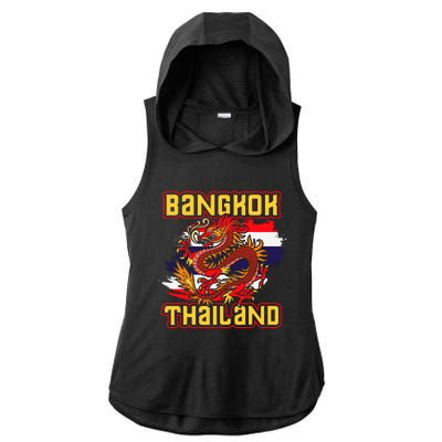 Bangkok Thai Flag Asia Dragon Thailand Ladies PosiCharge Tri-Blend Wicking Draft Hoodie Tank