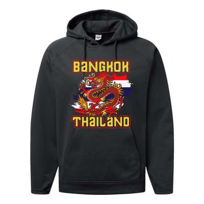 Bangkok Thai Flag Asia Dragon Thailand Performance Fleece Hoodie