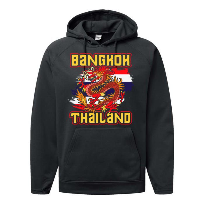 Bangkok Thai Flag Asia Dragon Thailand Performance Fleece Hoodie