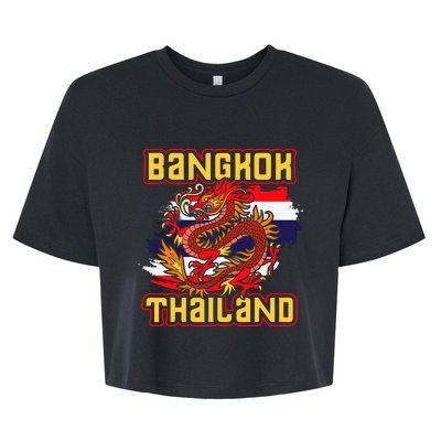 Bangkok Thai Flag Asia Dragon Thailand Bella+Canvas Jersey Crop Tee