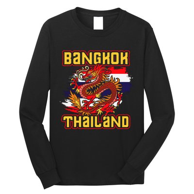 Bangkok Thai Flag Asia Dragon Thailand Long Sleeve Shirt