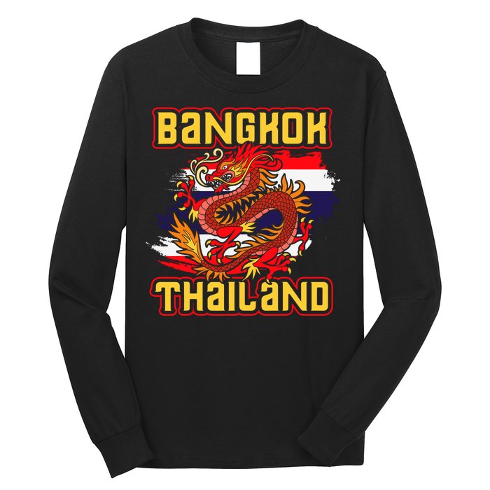 Bangkok Thai Flag Asia Dragon Thailand Long Sleeve Shirt