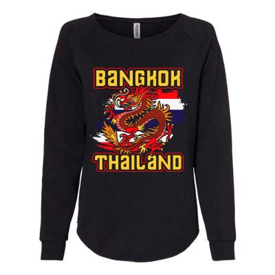 Bangkok Thai Flag Asia Dragon Thailand Womens California Wash Sweatshirt