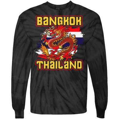 Bangkok Thai Flag Asia Dragon Thailand Tie-Dye Long Sleeve Shirt