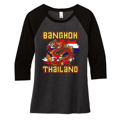 Bangkok Thai Flag Asia Dragon Thailand Women's Tri-Blend 3/4-Sleeve Raglan Shirt