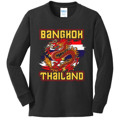 Bangkok Thai Flag Asia Dragon Thailand Kids Long Sleeve Shirt