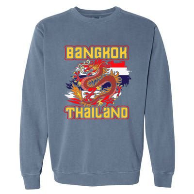 Bangkok Thai Flag Asia Dragon Thailand Garment-Dyed Sweatshirt