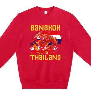 Bangkok Thai Flag Asia Dragon Thailand Premium Crewneck Sweatshirt