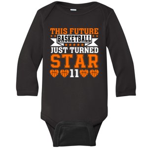 Basketball This Future Just Turned Star Baby Long Sleeve Bodysuit