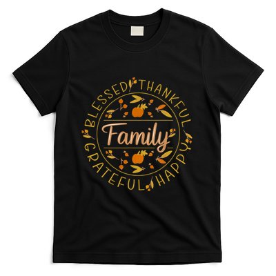 Blessed Thankful Family Thanksgiving T-Shirt