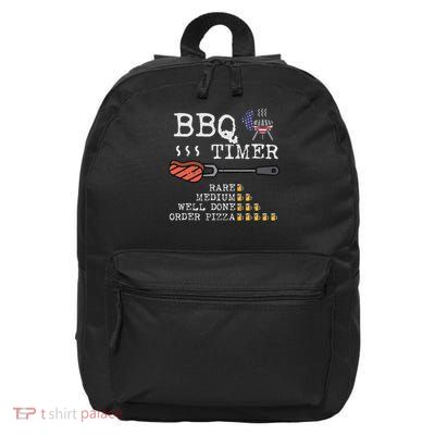 Bbq Timer Flag Funny Barbecue Grill 4th July Dad Grandpa 16 in Basic Backpack