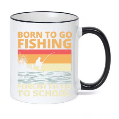 Born To Go Fishing Forced To Go To School Funny 11oz Black Color Changing Mug