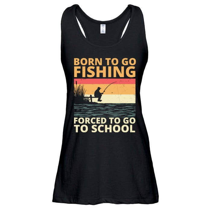 Born To Go Fishing Forced To Go To School Funny Ladies Essential Flowy Tank