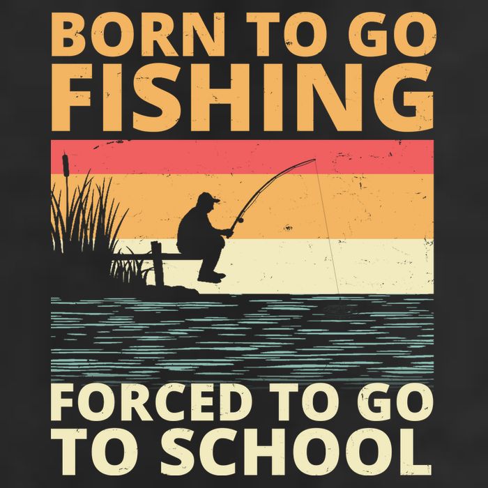 Born To Go Fishing Forced To Go To School Funny Golf Towel