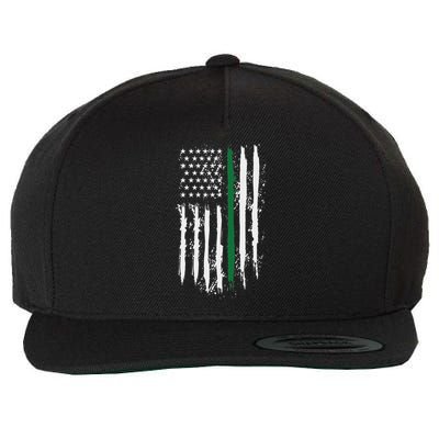 Back The Green Thin Green Line American Flag Border Patrol Wool Snapback Cap