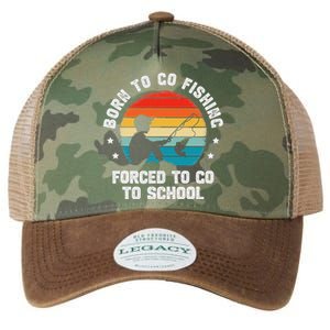 Born To Go Fishing Forced School Funny Fiching Legacy Tie Dye Trucker Hat