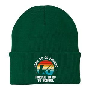 Born To Go Fishing Forced School Funny Fiching Knit Cap Winter Beanie